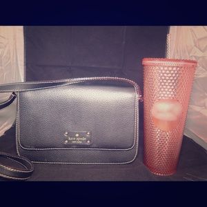 Black leather with polka dot detail lining